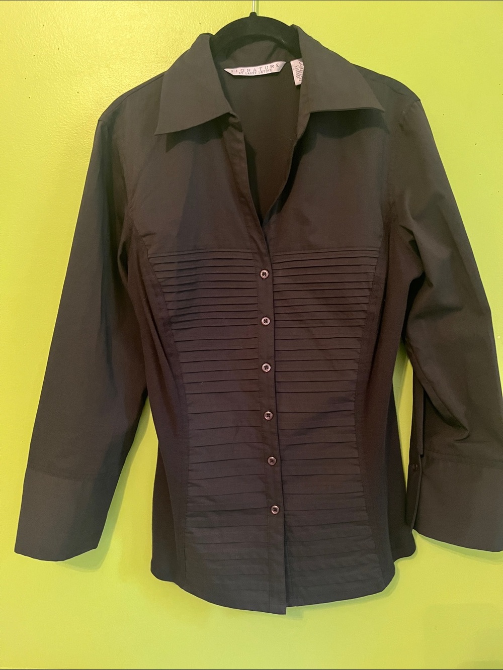 Signature by Larry Levine Pintuck Pleated Front Button-Down Shirt.